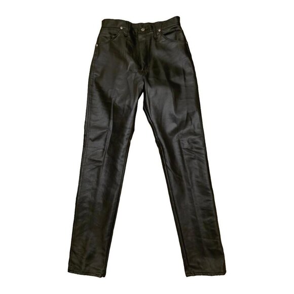 Wrangler Y2K glossy waxed biker jeans 🖤 made in USA leather-look pants - Picture 2 of 8